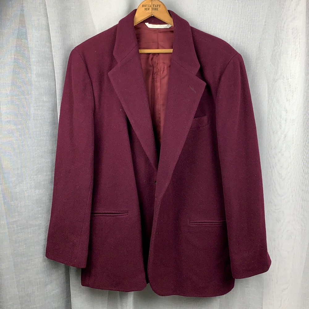 Perry Ellis Burgundy Wool Blend Suit Jacket 42R